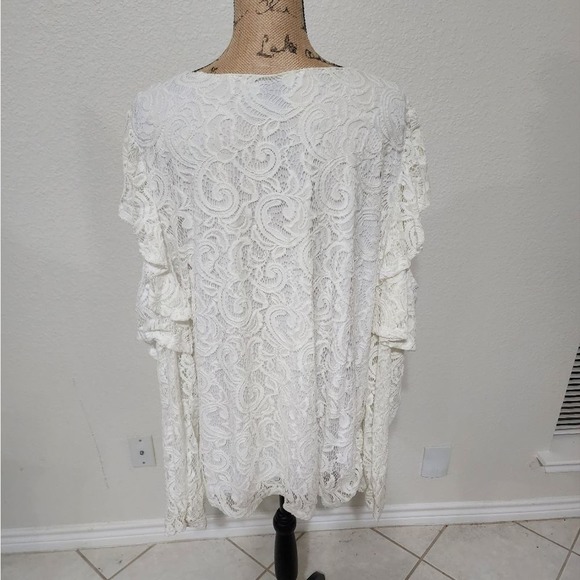 ASHLEY Stuart lace long sleeve cold shoulder shirt plus size 30/32 - Picture 2 of 5